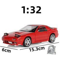 Mobil Diecast Asli Berlisensi 1:32 Mazda RX7 FC Simulasi Logam dengan Suara dan Lampu, Pintu Bisa Dibuka, Model Mobil Alloy, Hadiah Mainan