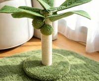 Krabpaal in de vorm van een kokospalm met groene bladeren & pluche ballen voor binnenkatten, voor klauwverzorging