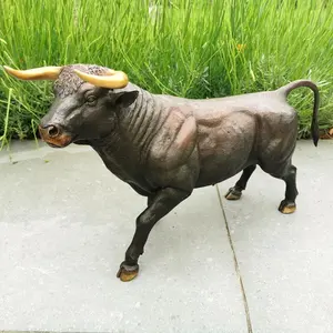 Outdoor Building Garden Decoration Metal Cast Bronze Animal Charge Bull Sculpture Life Size Bronze Bull Statue