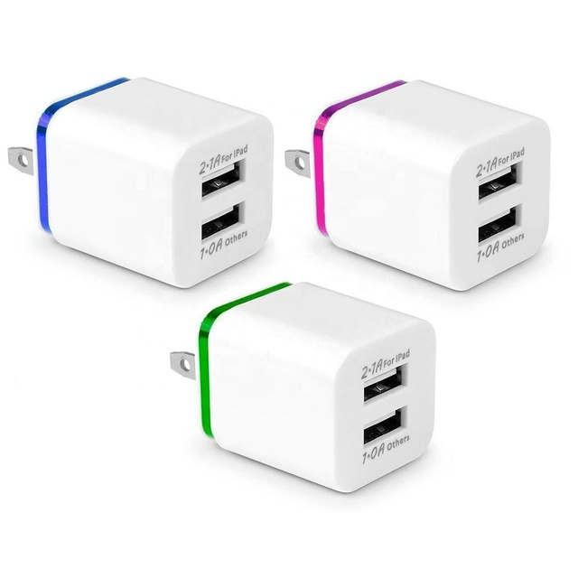 Dual USB Portable Fast Charging 2.1A Wall Charger ABS Mobile Phone Charger for EU/US Socket Standards 10W Output Power