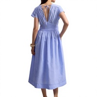 Robe élégante pour femme, style décontracté d'été, à carreaux vichy, col en V, manches courtes, coupe ajustée et évasée, robe midi, robes pour femmes