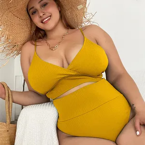 Plus Size Vet Meisje Vrouw Xxxxl Xxxl Nieuwe Ontwerp Goede Stretch Hoge Taille Sexy Bikini Badpak