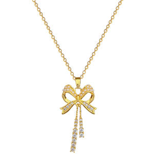 Yeni Gelen Lüks Fiyonk Şeklinde Püsküllü Kolye Küpe Setleri Romantik Beyaz Zirkon İşlemeli 2 Parça Kadınlar İçin Set - Product Image 6