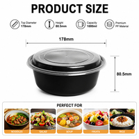 Bols jetables écologiques ronds pour plats à emporter, structure stable, matériau PP, compatibles micro-ondes, pour le camping, salades, aliments chauds, emballage alimentaire