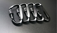 Mousqueton de sécurité en aluminium anodisé 6D pour alpinisme, avec écrou de verrouillage, fil plat épais, entièrement noir, pour utilisation extérieure