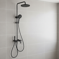 Système de douche thermostatique à poignée unique en laiton poli chromé avec jet de pluie pour salles de bain d'hôtel