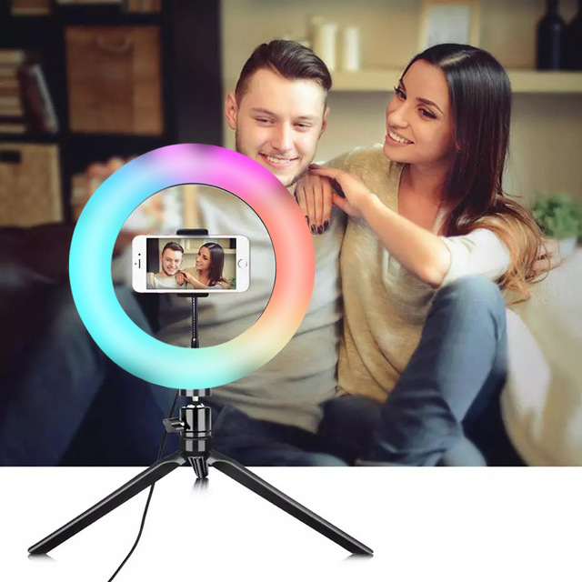 New Modern Fashion Design Touch Control Circle Lighting 10 Inch Rgb Adjustable Lighting Decorative Led Ring Live Light