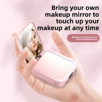 Mini miroir de maquillage avec batterie externe intégrée, grande capacité 20000 mAh avec écran numérique, câble intégré, chargeur portable compact