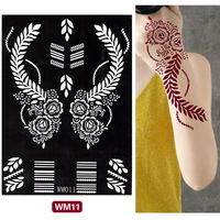 Autocollant de tatouage au henné imperméable transfrontalier arabe, temporaire, peint à la main, pour les mains, les pieds, l'art corporel, style indien