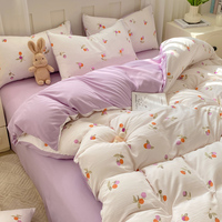 Parure de lit en microfibre imprimée florale de créateur, housse de couette et drap, ensemble de literie