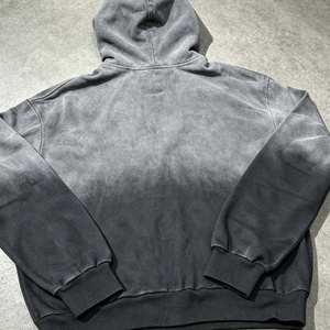 เสื้อฮู้ดดี้ผู้ชายทรงโอเวอร์ไซส์ ผ้าฝ้ายเฟรนช์เทอร์รี่ 100% ซิปแบบสั่งทำพิเศษ สไตล์วินเทจ หนานุ่ม พิมพ์ลาย ซันเฟด แอซิดวอช - Product Image 4