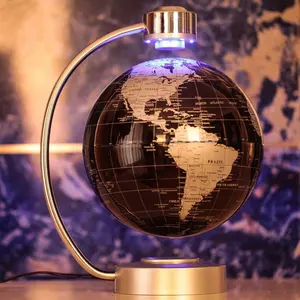 NHSUNRAY Magnetic Levitation Floating Globe 8'' Levitation Rotating Ball LED Illuminated World Map Earth For Desktop Office Home