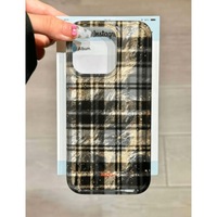 Coque de téléphone brillante à motif vague rose et grille laser pour iPhone 16 13 14 18 Pro Max, motif glacier, coque arrière scintillante