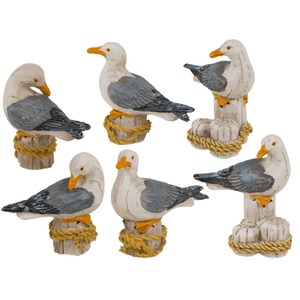 Figura decorativa de poliresina, gaviota en bolardo, - Product Image 1