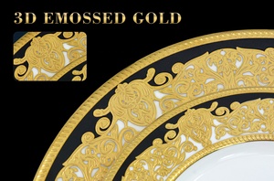 KAORSA-Assiette à dîner en porcelaine <span class=keywords><strong>de</strong></span> Chine avec décoration dorée pour le service <span class=keywords><strong>de</strong></span> présentation <span class=keywords><strong>de</strong></span> <span class=keywords><strong>table</strong></span> à dessert <span class=keywords><strong>de</strong></span> luxe - Product Image 4
