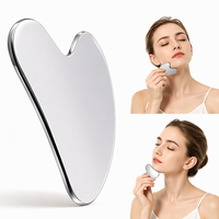 Gua Sha en Acier Inoxydable, Pierre de Gua Sha, Outil Facial Gua Sha, Kit d'Outils Gua Sha, Boîte de Rangement