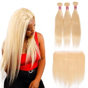 <span class=keywords><strong>Rubio</strong></span> ruso frontal trama materias primas paquetes de armadura del pelo humano 613 pelo de <span class=keywords><strong>la</strong></span> Virgen - Product Image 1