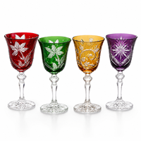 Verres à pinte en cristal coloré soufflé à la main, motif floral gravé, capacité 401-500 ml, lot de 2, sur pied de luxe, pour mariage, bar, banquet