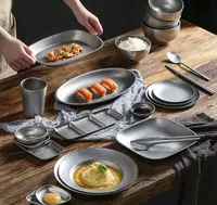 304 acier inoxydable pour faire de la vieille vaisselle vintage bol à vent industriel assiette fourchette cuillère baguettes camping vaisselle ensemble
