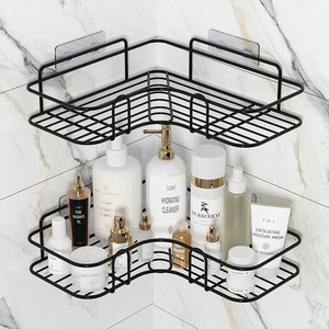 Modern Design Wall Mounted Bathroom <b>Corner</b> <b>Storage</b> Rack Wrought Iron Stainless Steel Single Tier Toilet Washstand Holder - Product Image 1