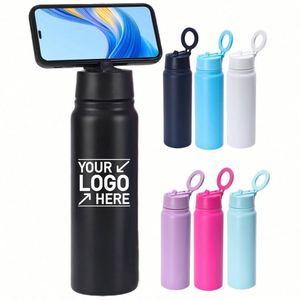 Botella de Agua Deportiva con Aislamiento al Vacío de Acero Inoxidable, Logotipo Personalizado, Tapa Magnética con Soporte para Teléfono, para Ciclismo, Gimnasio y Actividades al Aire Libre - Product Image 1