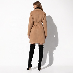 <span class=keywords><strong>Manteau</strong></span> en laine pour femme - Élégant <span class=keywords><strong>manteau</strong></span> portefeuille camel ceinturé avec col châle, veste d'hiver ajustée pour le bureau - Logo personnalisé - Product Image 3