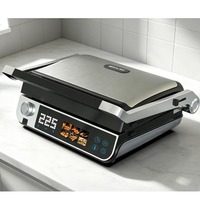 Parrilla Eléctrica de Contacto para Exteriores de 2000W y 6 Rebanadas, sin Humo, con Control Digital, Placa Antiadherente Desmontable de PTFE y Acero Inoxidable