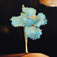 Broche en cuivre Yuanlong, turquoise, rose, bleu, fleur, légère, luxueuse, élégante, broche de costume à la mode pour femmes