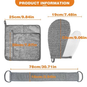 Kit <span class=keywords><strong>éponge</strong></span> de bain quotidien parfait longue ceinture de bain corps gommage serviette gant de douche soins de la peau ensemble de nettoyage du corps - Product Image 3