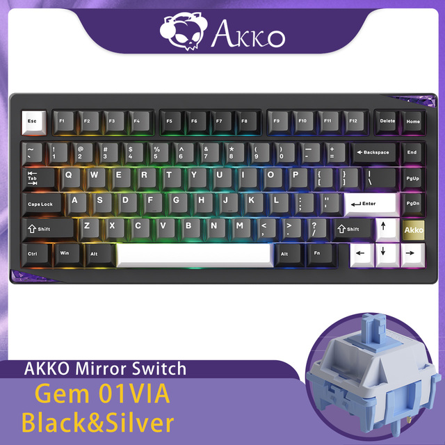 AKKO Gem 01 Mechanical Keyboard 75% Size for 5.0 RGB Backlit Gaming 8000mAh Battery CNC Aluminum Case Hot-Swap Support