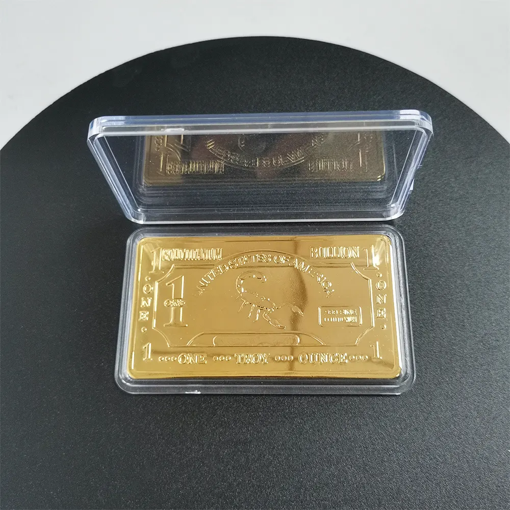 Titanium Ingot 1 OZ Gold Plated Titanium Scorpion Bullion Bars With Plastic Packing Case