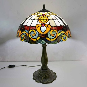 Longhuijing 16inch AC Powered LED Multicoloured European Flexible LOVE Stained Glass for Art Lampshade Table Lamp Lotus - Product Image 3