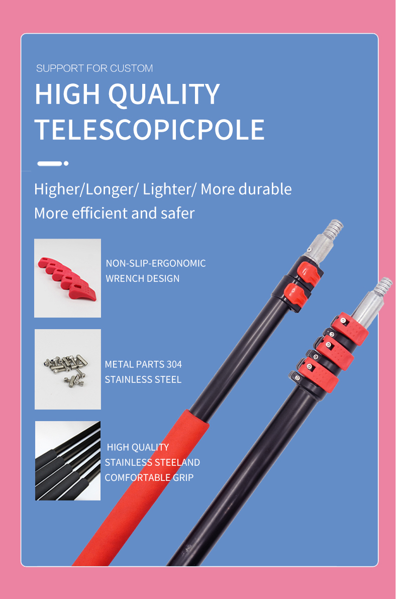 3.6/5.4/7.2/10/12 Aluminum Telescopic Solar Panel Cleaning Brush Window Cleaning