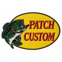 Patch brodé de pêche grande taille, motif amusant de bar à bouche large, design personnalisé, thermocollant ou à coudre pour chapeau, veste, sac