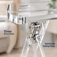 Table d'appoint pliante en acrylique transparent sur mesure, support de plateau de canapé en lucite transparente, présentoir portable pour la décoration du salon et de la chambre