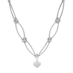 New Personalized Simple Silver Plated Love Heart Shaped Pendant Necklace <b>Titanium</b> Steel Women's Necklaces Fashionable Jewelry - Product Image 6
