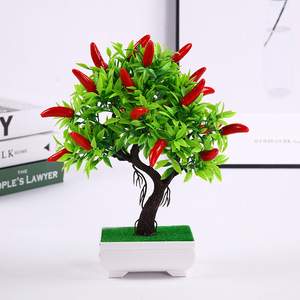 Bonsaïs artificiels Paulon, mini plantes en pot, décorations d'intérieur en plastique, oranges, pêches, poivrons, grenades, aubépines - Product Image 3