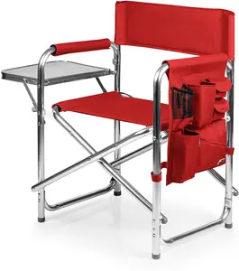 Heavy Duty Camping Folding Director Chair Oversize Padded Seat with Side Table and Side Pockets Supports to 396 lbs