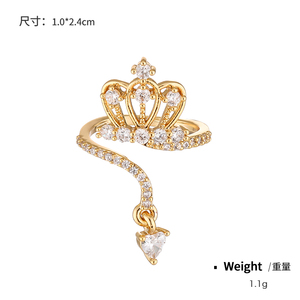18K Vàng Brass Nhẫn Cubic Zircon Vương Miện Nhẫn Vương Miện Hình Vàng Ngón Tay Nail <span class=keywords><strong>Ring</strong></span> Cho Phụ Nữ Làm Móng Tay Bảo Vệ - Product Image 5