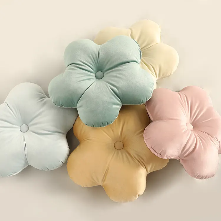 100% Cotton Modern Cute Flower Shape Wholesale Soft Touch Back Support Cushion For Kids Baby Sofa