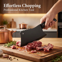 Couteau de Chef Japonais Professionnel 275 mm, Lame Noire Antiadhésive en Acier Inoxydable, Manche Intégral, pour Cuisine Droitière