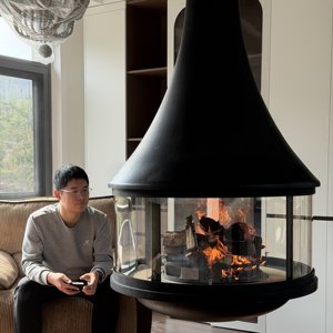 Cheminée suspendue au plafond sur mesure, multi-combustibles, feu réel, alcool, éthanol, atomisation, décoration intérieure - Product Image 6
