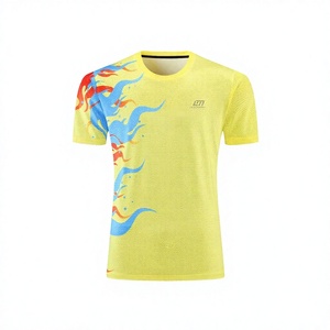 เสื้อเจอร์ซีย์กีฬาคอกลมแขนสั้นผู้ชาย สีเหลือง ลายสก็อตพิมพ์ลายแบบ Sublimation สายปรับได้ ระบายอากาศ แห้งเร็ว ผลิตจากโพลีเอสเตอร์ 100% - Product Image 2