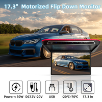 Écran de voiture rabattable de 17,3 pouces, écran LCD de toit rabattable, Android 11, écran tactile, BT, WiFi, USB, pour camping-car, MPV, audio et vidéo de voiture