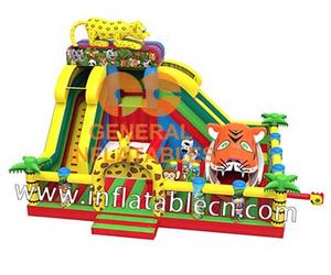 Forêt gonflable de la Jungle pour enfants, jeu de fête pour enfants, fond de la Jungle avec maison à rebond gonflable, château de saut et toboggan, pour l'intérieur - Product Image 2