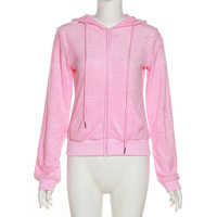Ensemble deux pièces Streetwear, survêtement rose en éponge, sweat-shirt court et pantalon, nouvelle collection automne 2022