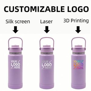 Custom Logo 1L Stainless Steel Insulated Vacuum <b>Flask</b> 32oz Powder Coated Sports Camping Water Bottles 2-in-1 Straw and Spout Lid - Product Image 6