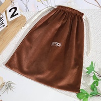 Großhandel Luxus Brown Velvet Schuh Haartrockner Kordel zug Staubbeutel Benutzer definiertes Logo Gedruckt Flanell Samt Staub Geschenk beutel