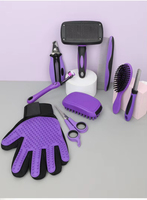 Kit de toilettage pour animaux de compagnie 9 pièces, ensemble de nettoyage pour chien avec peigne, coupe-ongles, brosse de bain, ensemble de toilettage pour chien, peigne pour enlever les poils