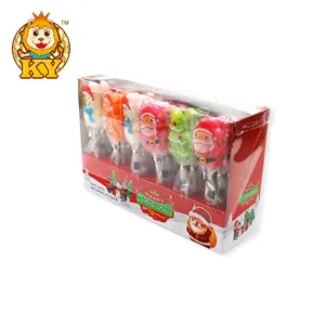उच्च गुणवत्ता बच्चों क्रिसमस कार्टून आकार मिश्रित फल प्यारा लॉलीपॉप छड़ी हार्ड कैंडी के लिए सजावट